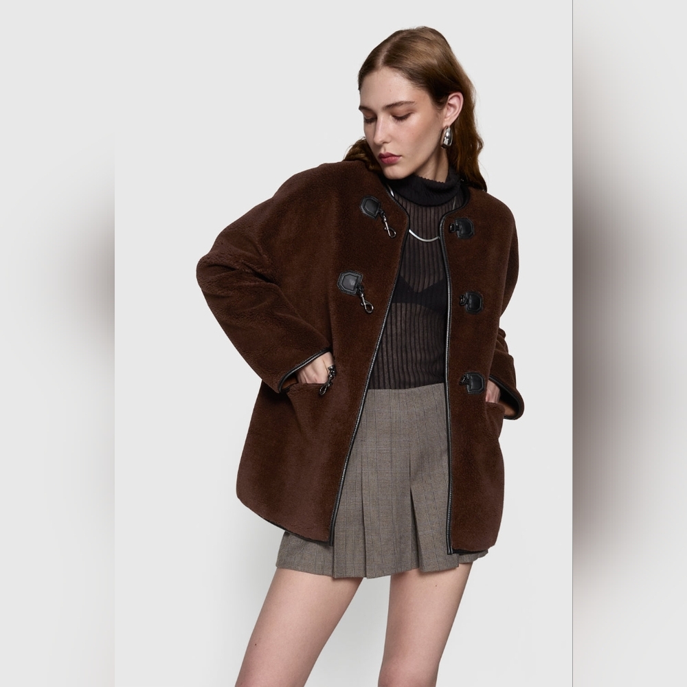 NWT Rebecca Minkoff Shearling Toggle Jacket Sz XL - Picture 2 of 7